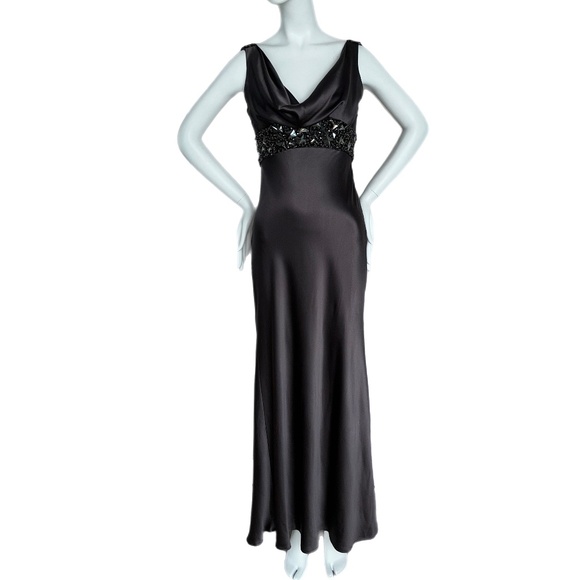 MONIQUE Lhuillier liquid silk evening gown maxi dress